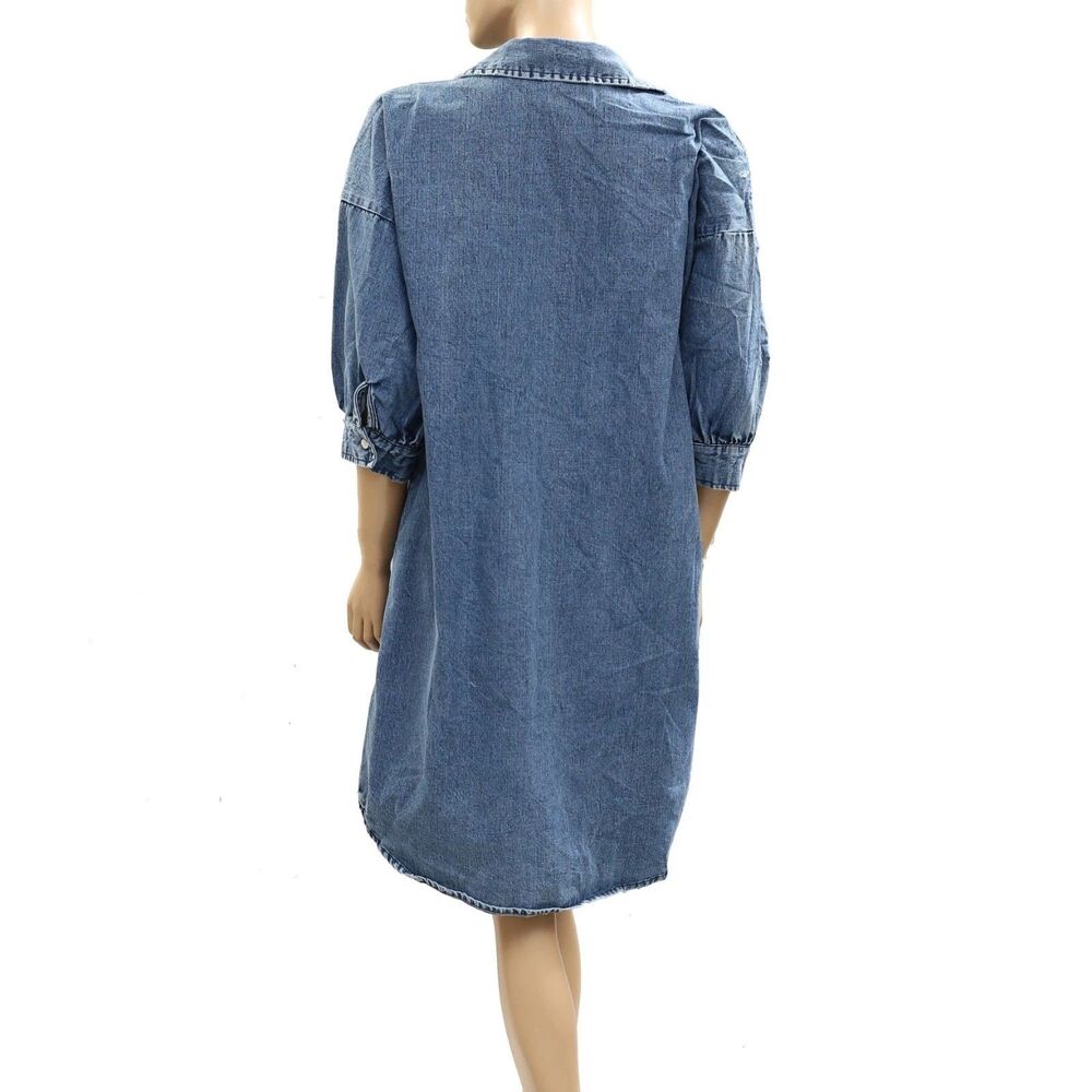 Kerri Rosenthal Gigi Denim Shirt Mini Dress Buttondown Cotton Blue XS NWD 284968 - Picture 4 of 5